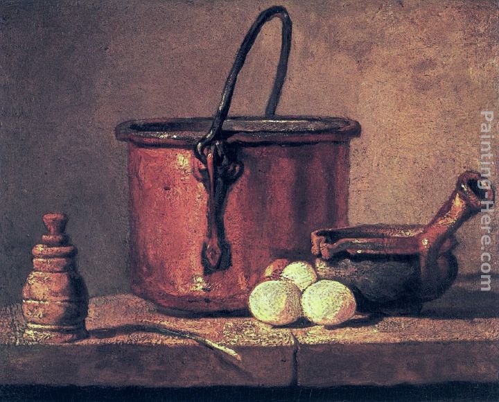Still Life with Copper Cauldron and Eggs painting - Jean Baptiste Simeon Chardin Still Life with Copper Cauldron and Eggs art painting